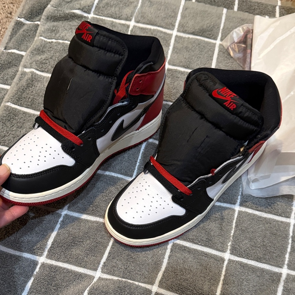 Nike Air Men's Black, Red, and White High-Top Sneakers